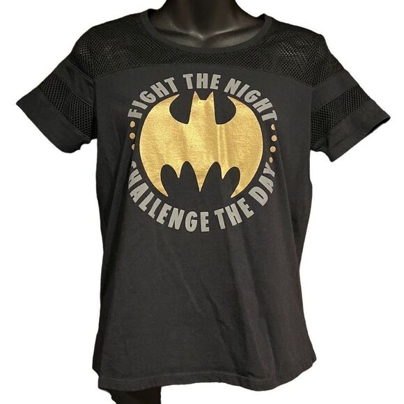 DC Comics Batman Black Mesh Football Jersey Shirt Junior’s Small - Picture 1 of 5